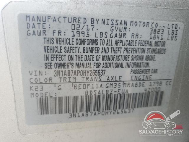 3N1AB7AP0HY265637 2017 NISSAN SENTRA photo no. 12