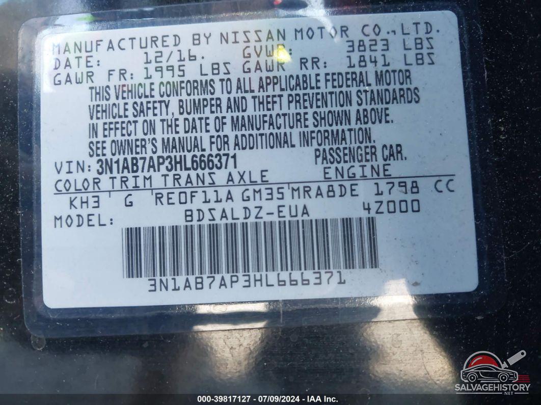 3N1AB7AP3HL666371 2017 NISSAN SENTRA photo no. 9