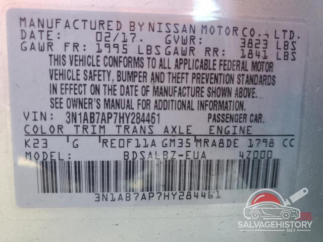 3N1AB7AP7HY284461 2017 NISSAN SENTRA photo no. 12