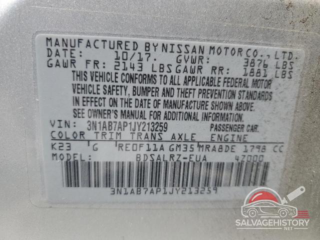 3N1AB7AP1JY213259 2018 NISSAN SENTRA photo no. 12