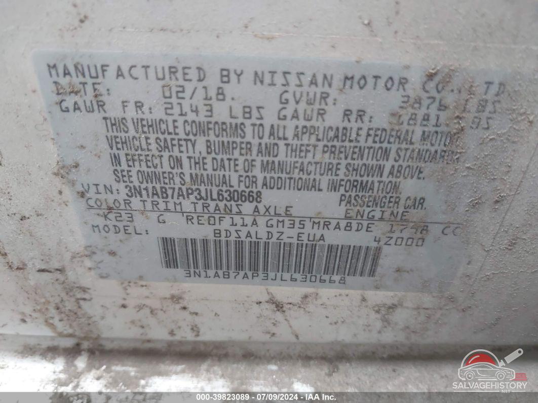 3N1AB7AP3JL630668 2018 NISSAN SENTRA photo no. 9