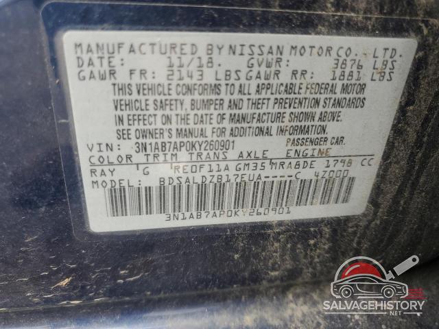 3N1AB7AP0KY260901 2019 NISSAN SENTRA photo no. 12