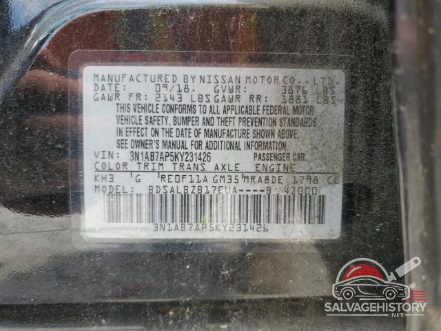 3N1AB7AP5KY231426 2019 NISSAN SENTRA photo no. 13