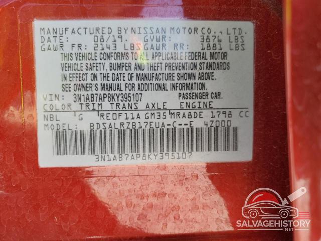 3N1AB7AP8KY395107 2019 NISSAN SENTRA photo no. 12