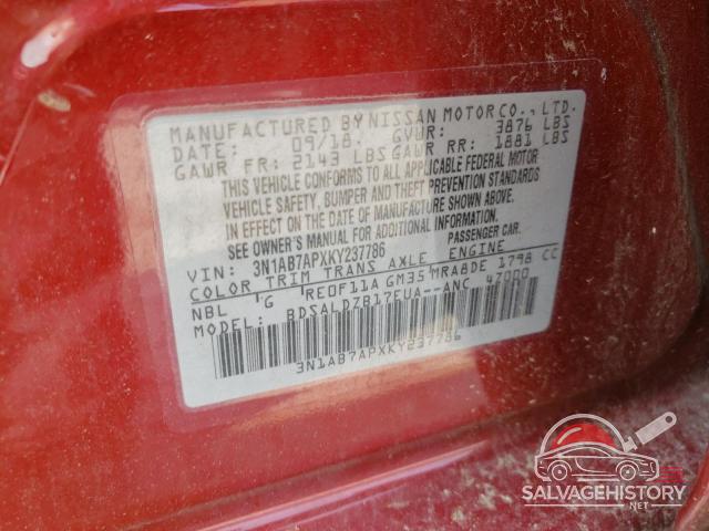3N1AB7APXKY237786 2019 NISSAN SENTRA photo no. 12