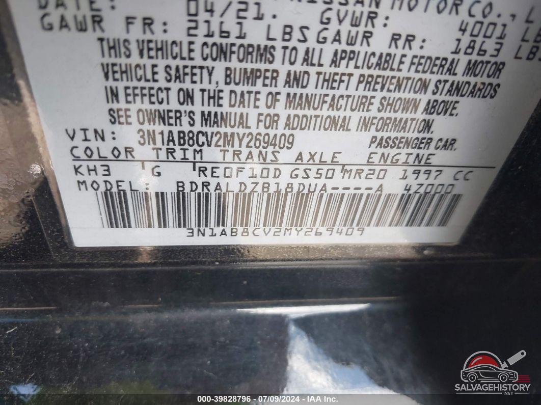 3N1AB8CV2MY269409 2021 NISSAN SENTRA photo no. 9