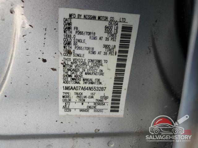 1N6AA07A64N553287 2004 NISSAN TITAN photo no. 12