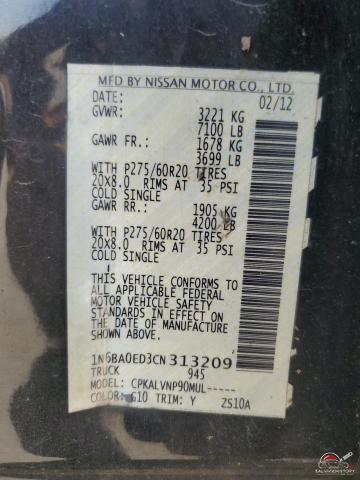 1N6BA0ED3CN313209 2012 NISSAN TITAN photo no. 12