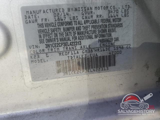 3N1CE2CP3EL422313 2014 NISSAN VERSA photo no. 12