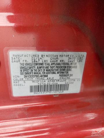 3N1CE2CP9EL407668 2014 NISSAN VERSA photo no. 12