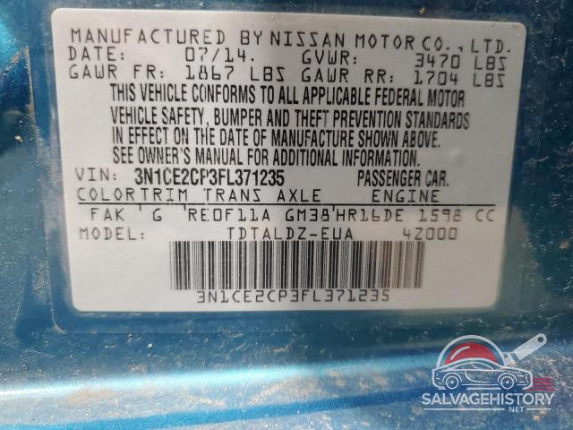 3N1CE2CP3FL371235 2015 NISSAN VERSA photo no. 12