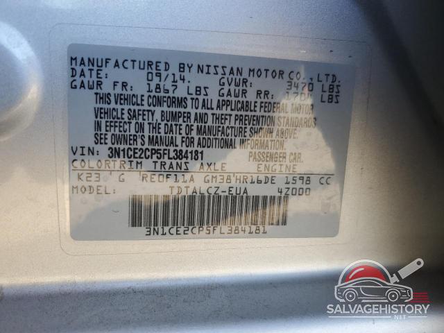3N1CE2CP5FL384181 2015 NISSAN VERSA photo no. 12