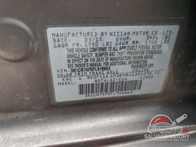 3N1CN7AP0FL916663 2015 NISSAN VERSA photo no. 12