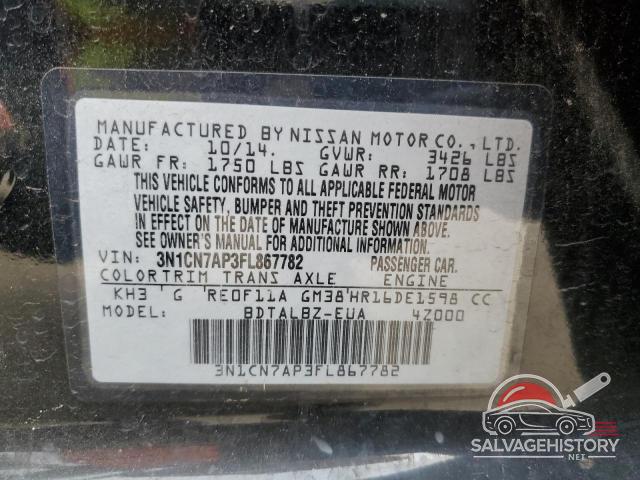 3N1CN7AP3FL867782 2015 NISSAN VERSA photo no. 12