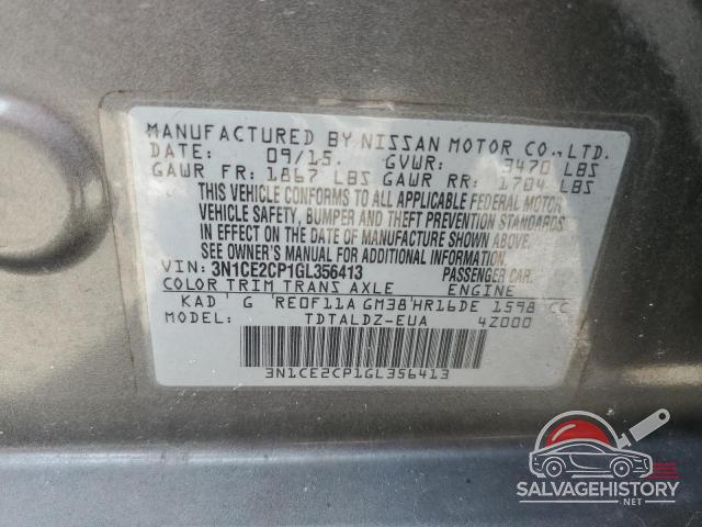 3N1CE2CP1GL356413 2016 NISSAN VERSA photo no. 13