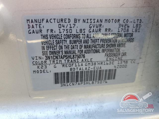 3N1CN7AP5HL875076 2017 NISSAN VERSA photo no. 12