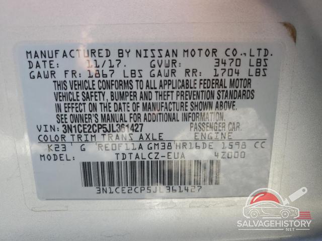 3N1CE2CP5JL361427 2018 NISSAN VERSA photo no. 12