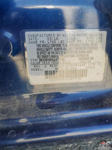 3N1CN7AP4JL871705 2018 NISSAN VERSA photo no. 12