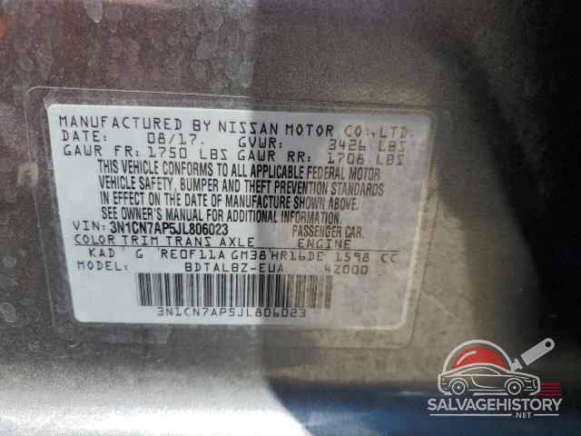 3N1CN7AP5JL806023 2018 NISSAN VERSA photo no. 12