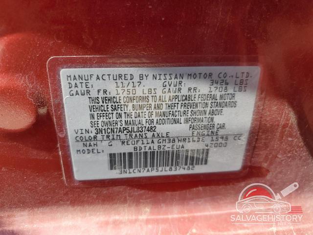 3N1CN7AP5JL837482 2018 NISSAN VERSA photo no. 12