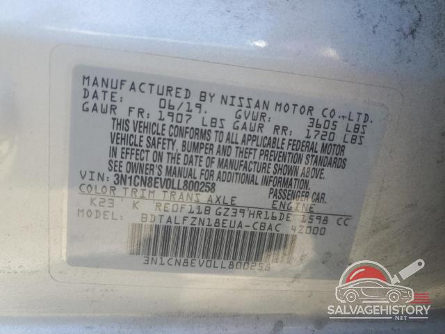 3N1CN8EV0LL800258 2020 NISSAN VERSA photo no. 12