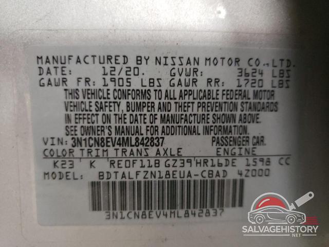 3N1CN8EV4ML842837 2021 NISSAN VERSA photo no. 12