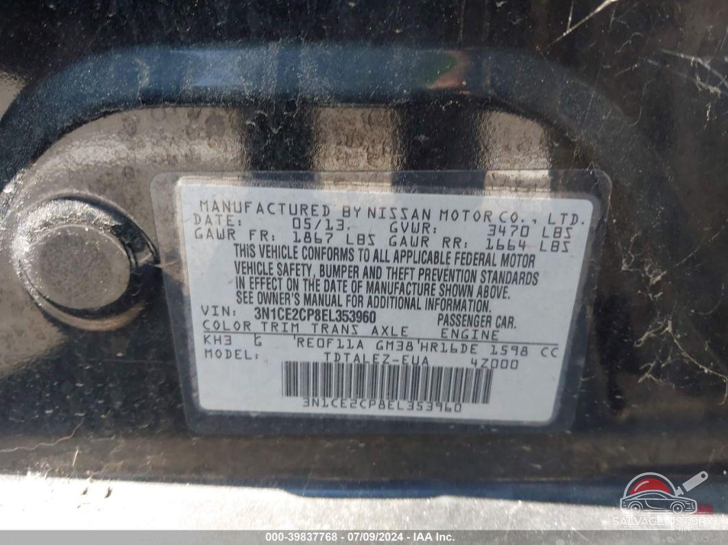3N1CE2CP8EL353960 2014 NISSAN VERSA NOTE photo no. 9