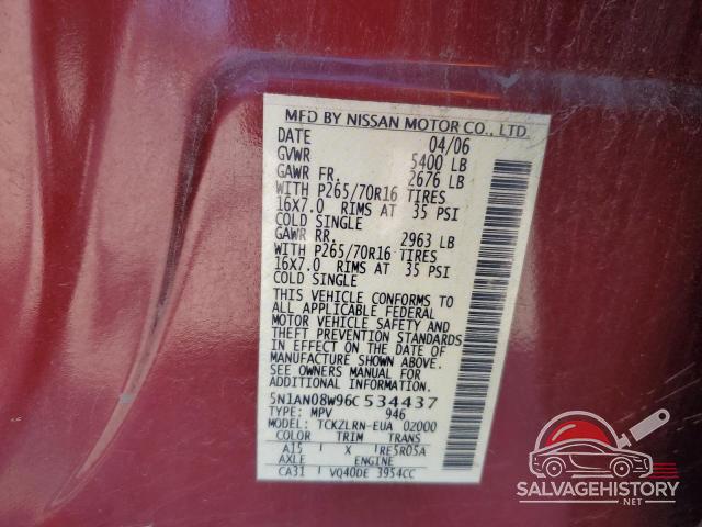 5N1AN08W96C534437 2006 NISSAN XTERRA photo no. 13