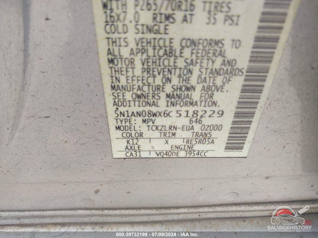 5N1AN08WX6C518229 2006 NISSAN XTERRA photo no. 9
