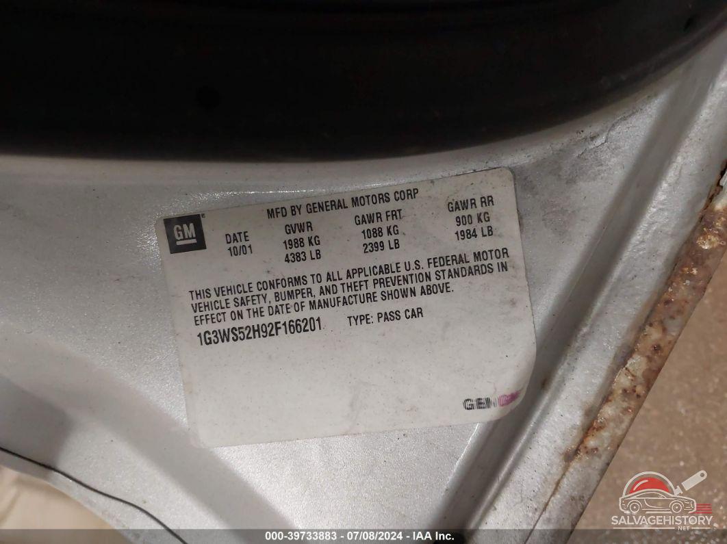 1G3WS52H92F166201 2002 OLDSMOBILE INTRIGUE photo no. 9