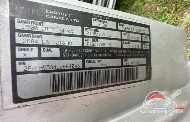 2P4FH5534LR684043 1990 PLYMOUTH MINIVAN photo no. 10