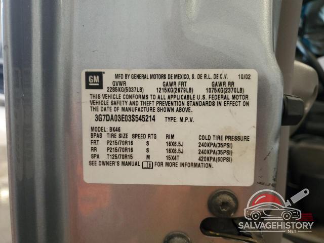 3G7DA03E03S545214 2003 PONTIAC AZTEK photo no. 13