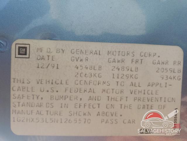 1G2HX53L5N1265570 1992 PONTIAC BONNEVILLE photo no. 12