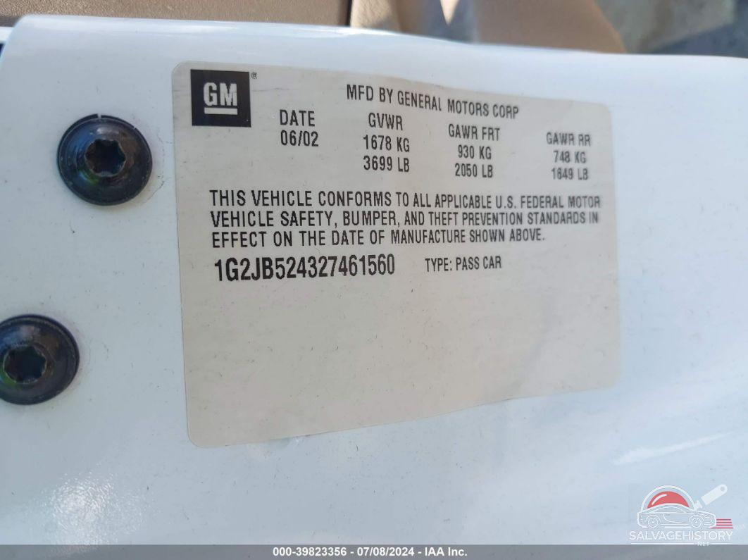 1G2JB524327461560 2002 PONTIAC SUNFIRE photo no. 9