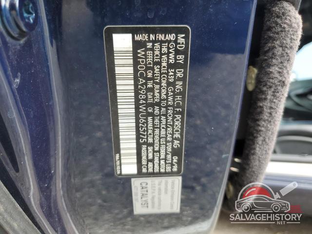 WP0CA2984WU625775 1998 PORSCHE BOXSTER photo no. 13
