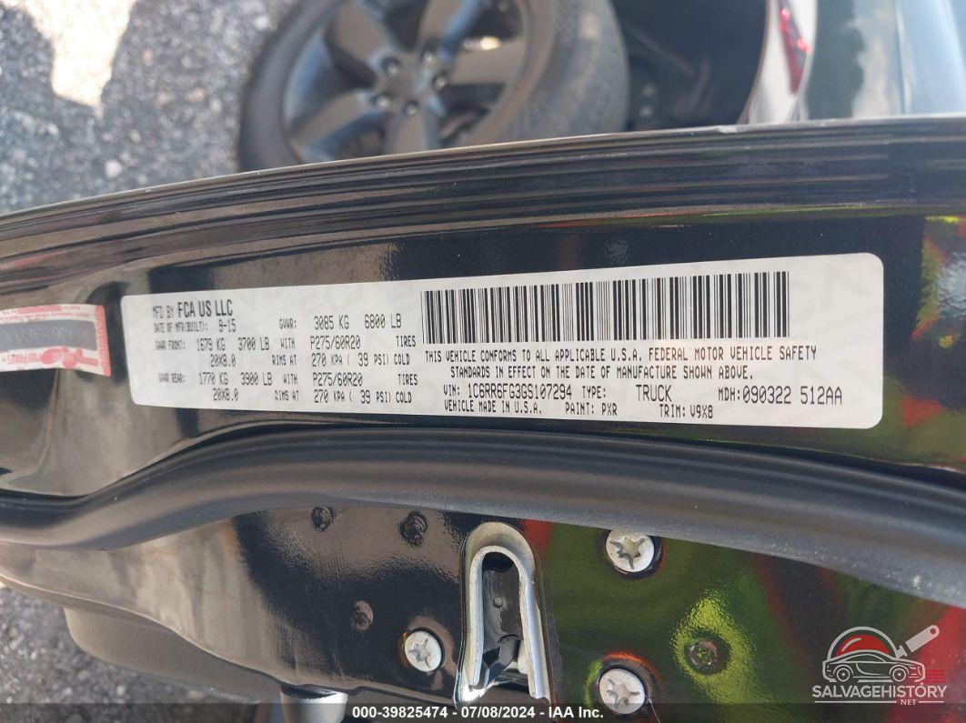 1C6RR6FG3GS107294 2016 RAM 1500 photo no. 9