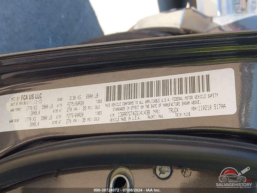 1C6RR7GT4GS141438 2016 RAM 1500 photo no. 9