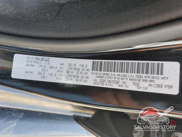 1C6SRFLT8KN722367 2019 RAM 1500 photo no. 12