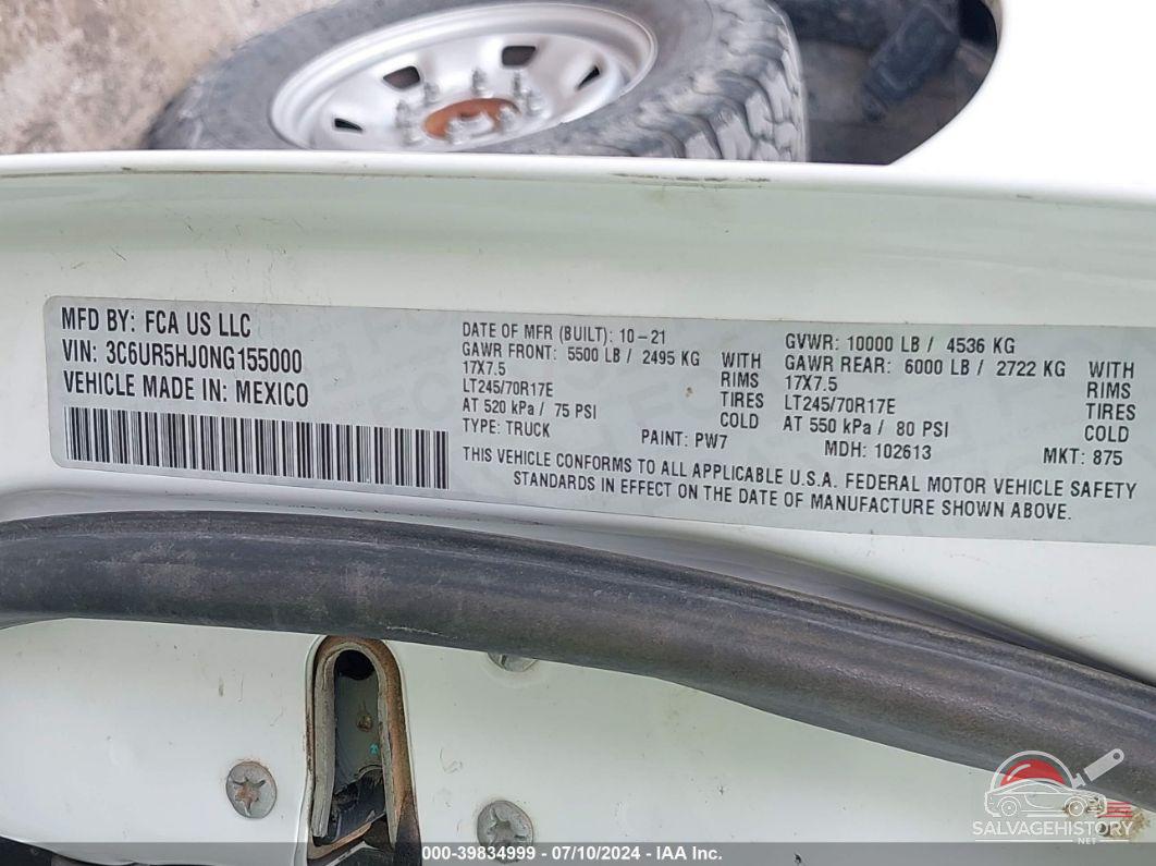 3C6UR5HJ0NG155000 2022 RAM 2500 photo no. 9