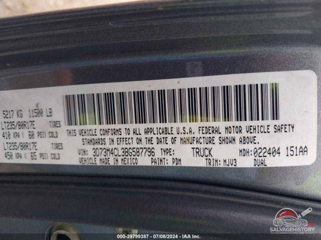 3D73M4CL3BG587796 2011 RAM RAM 3500 photo no. 8