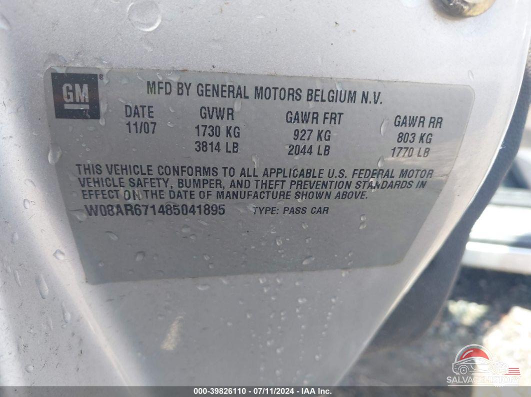 W08AR671485041895 2008 SATURN ASTRA photo no. 9