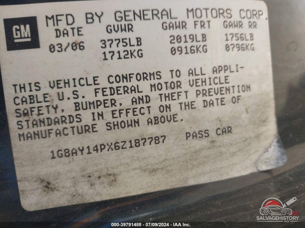1G8AY14PX6Z187787 2006 SATURN ION photo no. 9