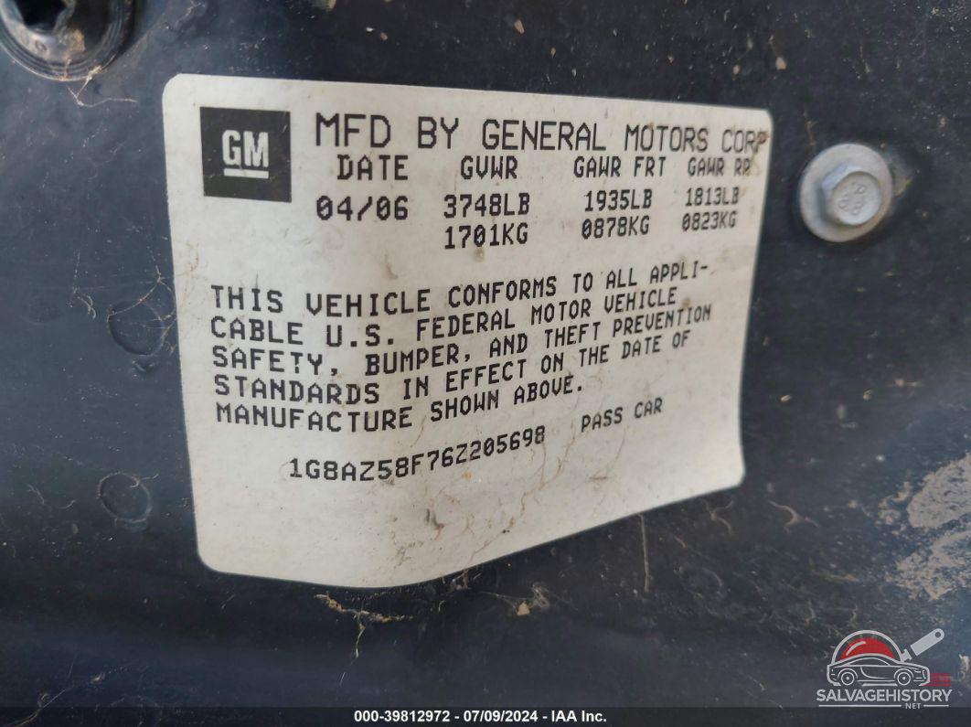 1G8AZ58F76Z205698 2006 SATURN ION photo no. 9