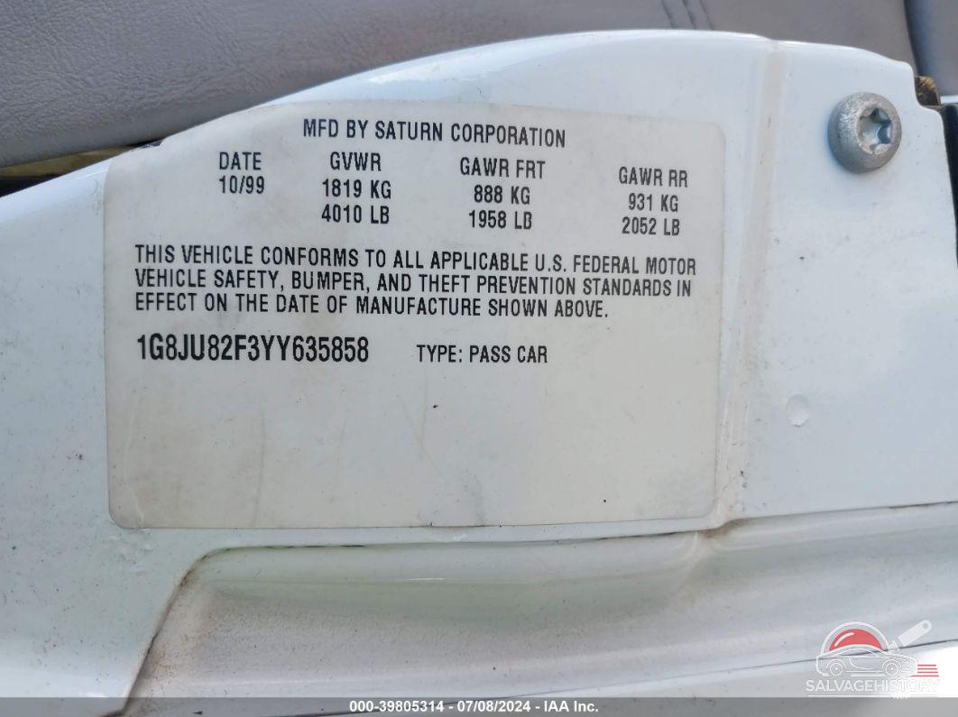 1G8JU82F3YY635858 2000 SATURN LW1 photo no. 9