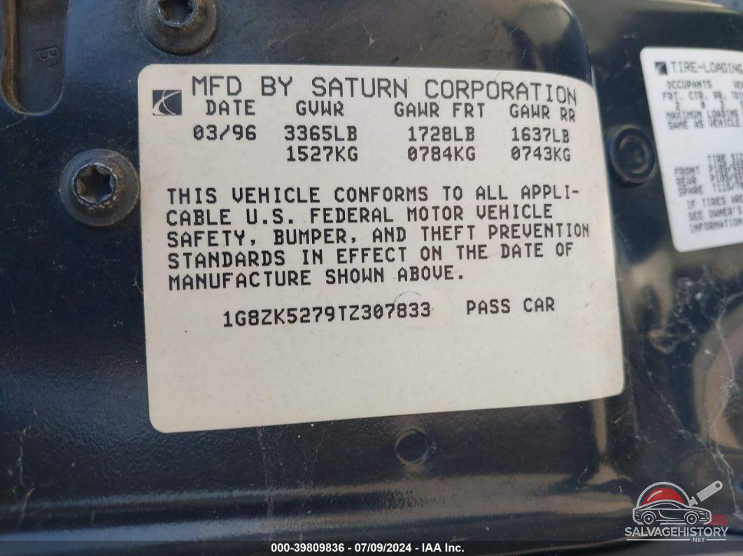 1G8ZK5279TZ307833 1996 SATURN SL2 photo no. 9