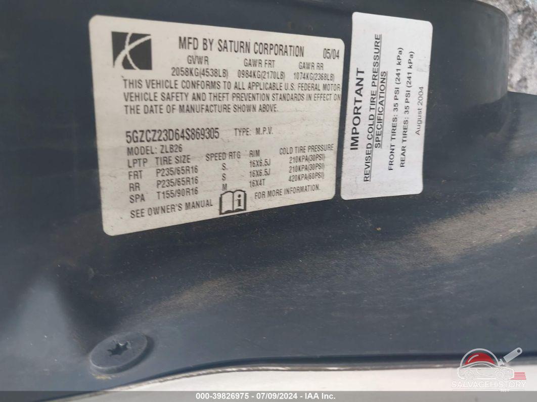 5GZCZ23D64S869305 2004 SATURN VUE photo no. 9