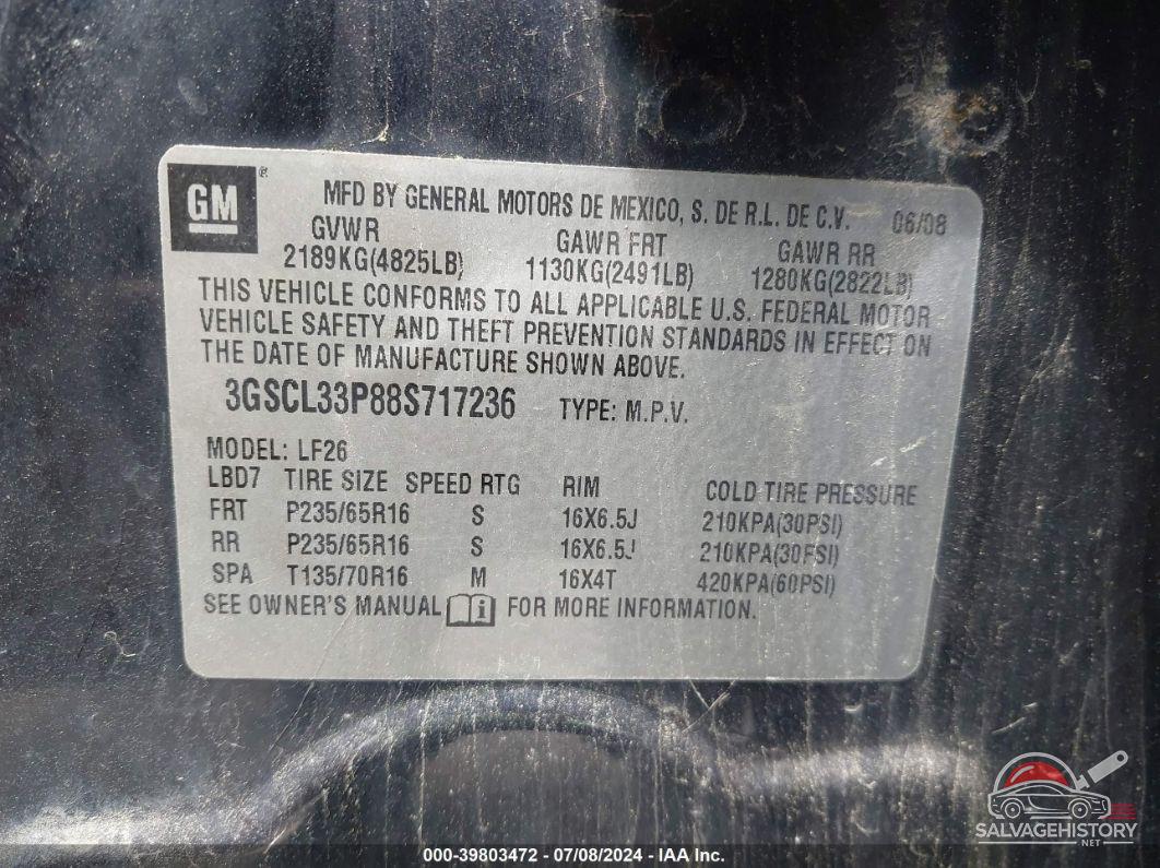 3GSCL33P88S717236 2008 SATURN VUE photo no. 9