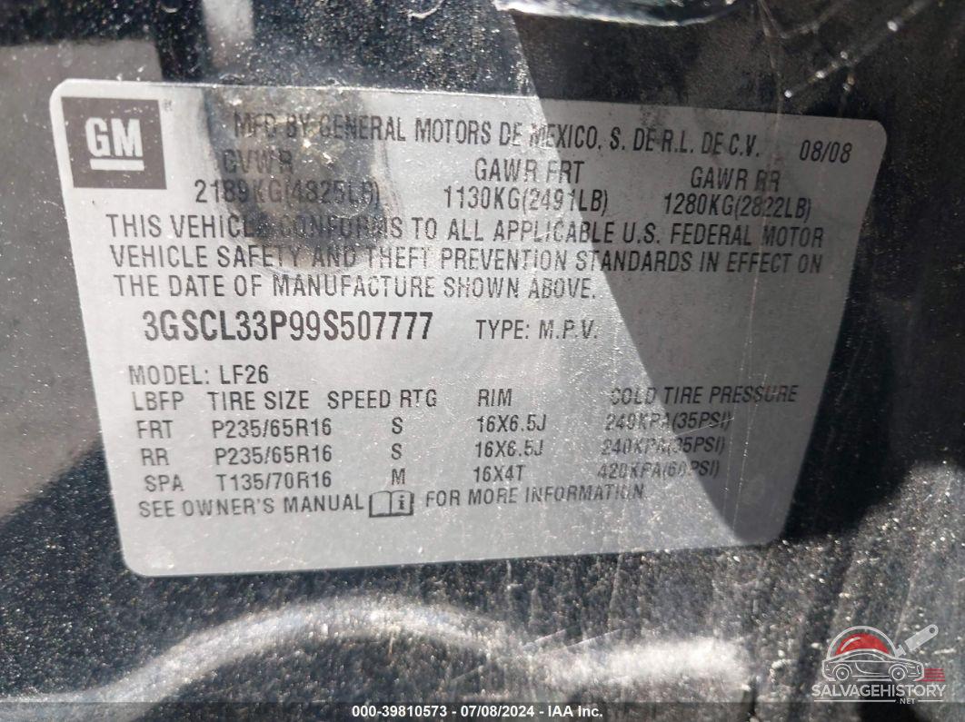 3GSCL33P99S507777 2009 SATURN VUE photo no. 9