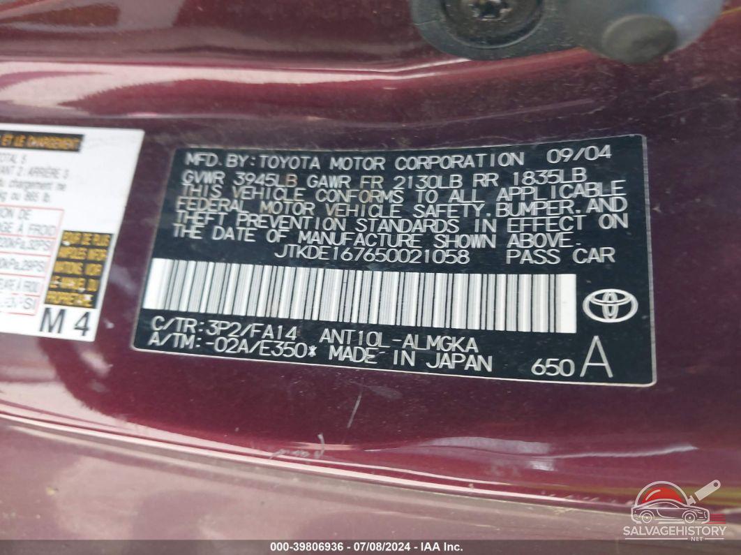 JTKDE167650021058 2005 SCION TC photo no. 9