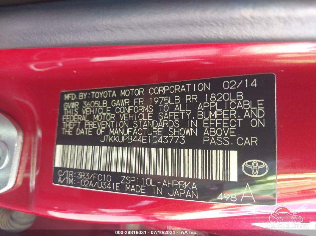 JTKKUPB44E1043773 2014 SCION XD photo no. 9